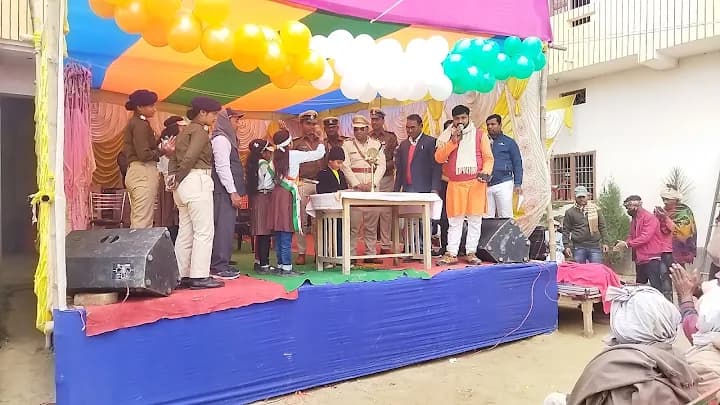 Dignitaries lighting a lamp at a school function
